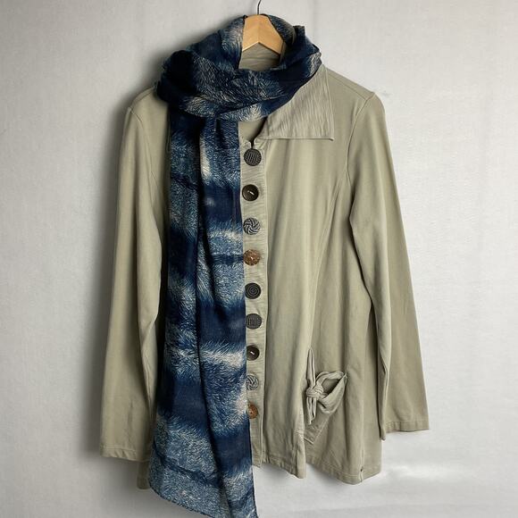 Neon Buddha Womens Jersey Knit Casual Button Down Jacket Large - Picture 2 of 11